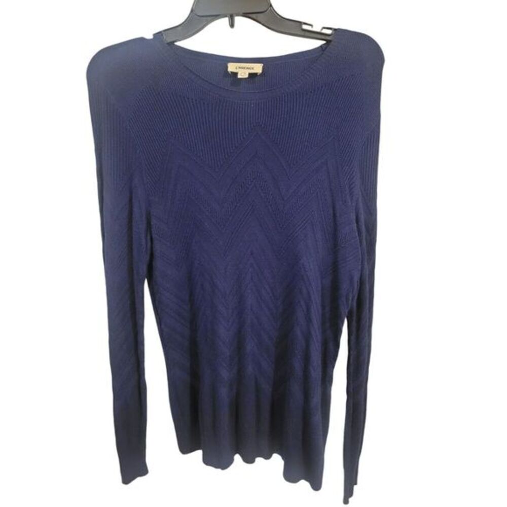 L'AGENCE Navy Suka Chevron Knit Textured Sweater Size L